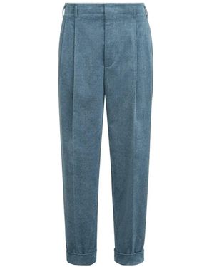 Brunello Cucinelli Pantalon Ample À Pinces - Blue