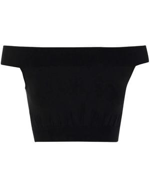 McQueen Woman Off Shoulder Crop Top - Black