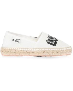 Moschino Logo-Print Mesh Espadrilles - White