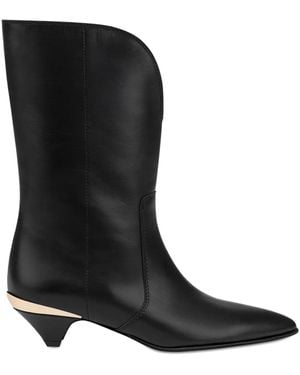 Love Moschino Calf Leather Pointed-Toe Boots - Black