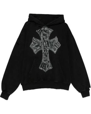 MISBHV Cross-Appliqué Cotton Hoodie - Black