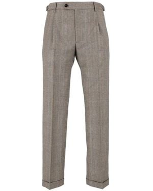 Berwich Check-Pattern Pleated Trousers - Grey