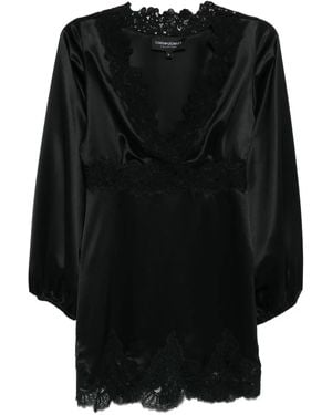 Cynthia Rowley Satin Lace Mini Dress - Black