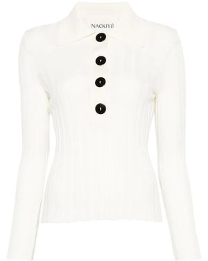 Nackiyé Haut Boutonné Et Côtelé - White