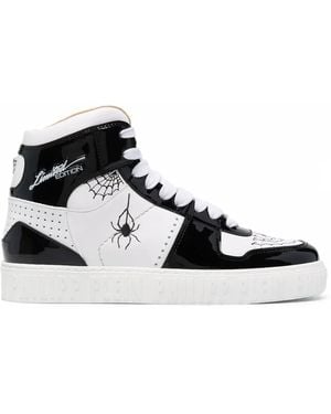 Philipp Plein Leather High-Top Trainers - Black