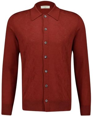 Piacenza Cashmere Button-Up Diamond-Pattern Shirt - Red