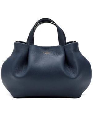 La Portegna Isabela Leather Tote Bag - Blue