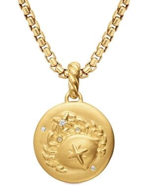 David Yurman 18K Cancer Diamond Charm Necklace - Metallic