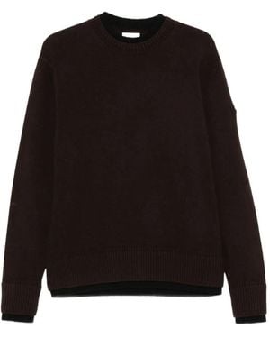 Moncler Logo-Patch Crew Neck Sweater - Black