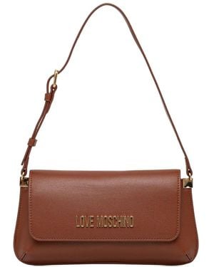 Love Moschino Logo Flap Shoulder Bag - Brown