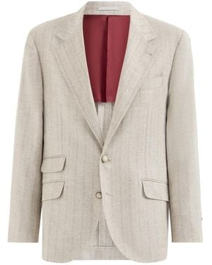 Brunello Cucinelli Cavallo Striped Blazer - White