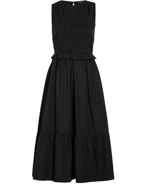 Rails Rialto Shirred Ruffled Midi Dress - Black