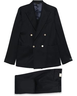 Briglia 1949 Bolgheri Cotton Double-Breasted Suit - Black