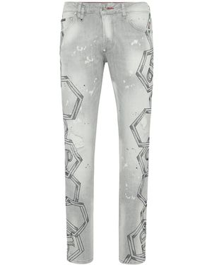 Philipp Plein Crystal-Embellished Jeans - Grey