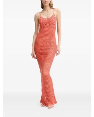 Guess Crochet-Detail Maxi Dress - Red