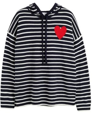 Chinti & Parker Breton Heart Striped Hoodie - Blue