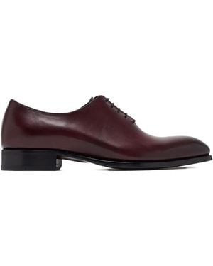 Brioni Leather Lace-Up Oxford Shoes - Brown