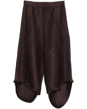 Pleats Please Issey Miyake Pleated Panelled Trousers - Grey