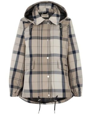 Barbour Check-Pattern Hooded Coat - Grey