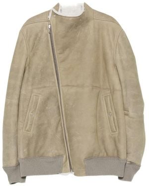 Rick Owens Hollywood Flight Shearling-Lined Leather Jacket - Natural