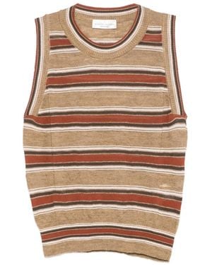 Roberto Collina Striped Knitted Tank Top - Natural