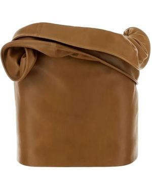 Magda Butrym Draped Leather Mini Skirt - Brown