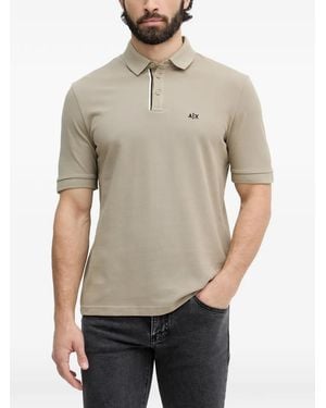 ARMANI EXCHANGE Logo-Embroidered Polo Shirt - Natural