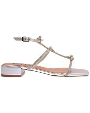 Bibi Lou Poline Crystal-Embellished Bow Sandals - White