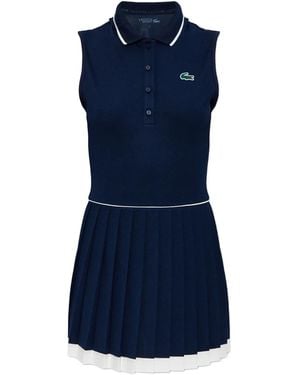 Lacoste Logo-Embroidery Sleeveless Mini Dress - Blue