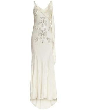 Self-Portrait Vestido Largo Con Apliques - Blanco