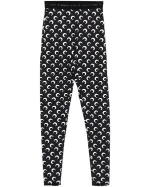 Marine Serre Moon-Print Leggings - Black