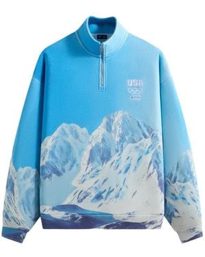 Kith Team Usa Winter Mountain Quarter Zipped Sweatshirt - Blue