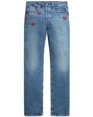 Polo Ralph Lauren Vaqueros Rectos Con Aplique De Cuentas - Azul