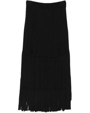 Tela Uma Fringed Midi Skirt - Black