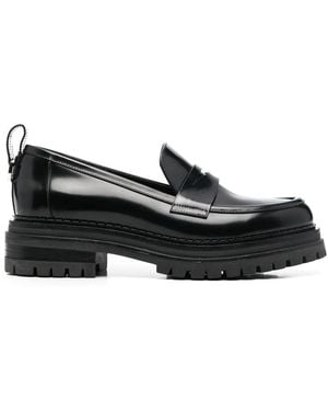 Sergio Rossi Jet Leather Slip-On Flats - Black
