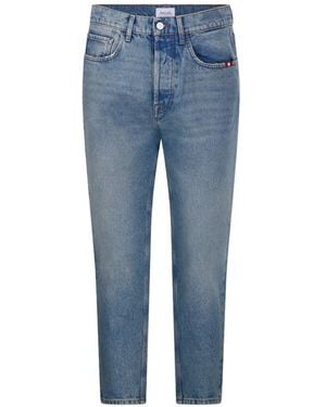 AMISH Jeremiah Washed Cropped Jeans - Blue