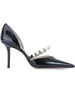 Jimmy Choo 85Mm Aurelie Pearl-Embellished Pumps - Metallic