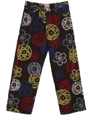 KENZO Xfutura 2000 Flower-Embroidered Trousers - Grey