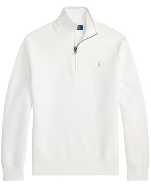 Polo Ralph Lauren Mesh-Knit Quarter-Zip Jumper - White