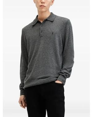 AllSaints Long-Sleeve Polo Shirt - Grey