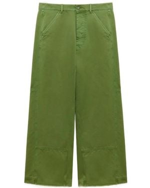 Marni Cotton Loose Workwear Trousers - Green