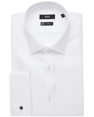 BOSS Slim-Fit Dobby-Weave Shirt - White