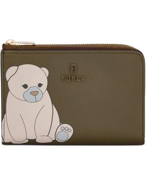 Furla Bear-Print Zip-Around Wallet - Grey