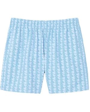 Lacoste Patterned Swim Shorts - Blue