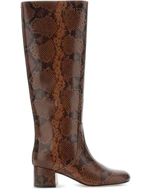 Twinset 50Mm Snake-Print Block-Heel Boots - Brown
