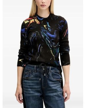 Desigual Patterned Knitted Top - Black