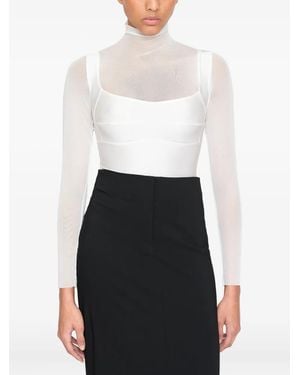 Atu Body Couture Mesh-Detail Bodysuit - White