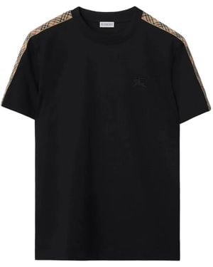 Burberry Check-Detail T-Shirt - Black