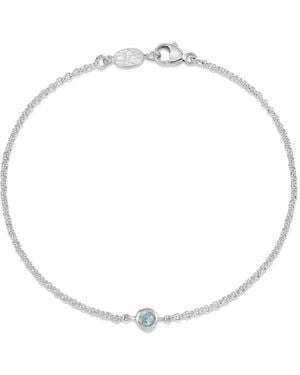 Dower & Hall Single-Aquamarine Dewdrop Chain Bracelet - White