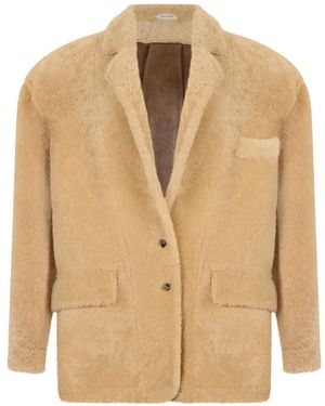 The Mannei Rear-Slit Shearling Jacket - Natural